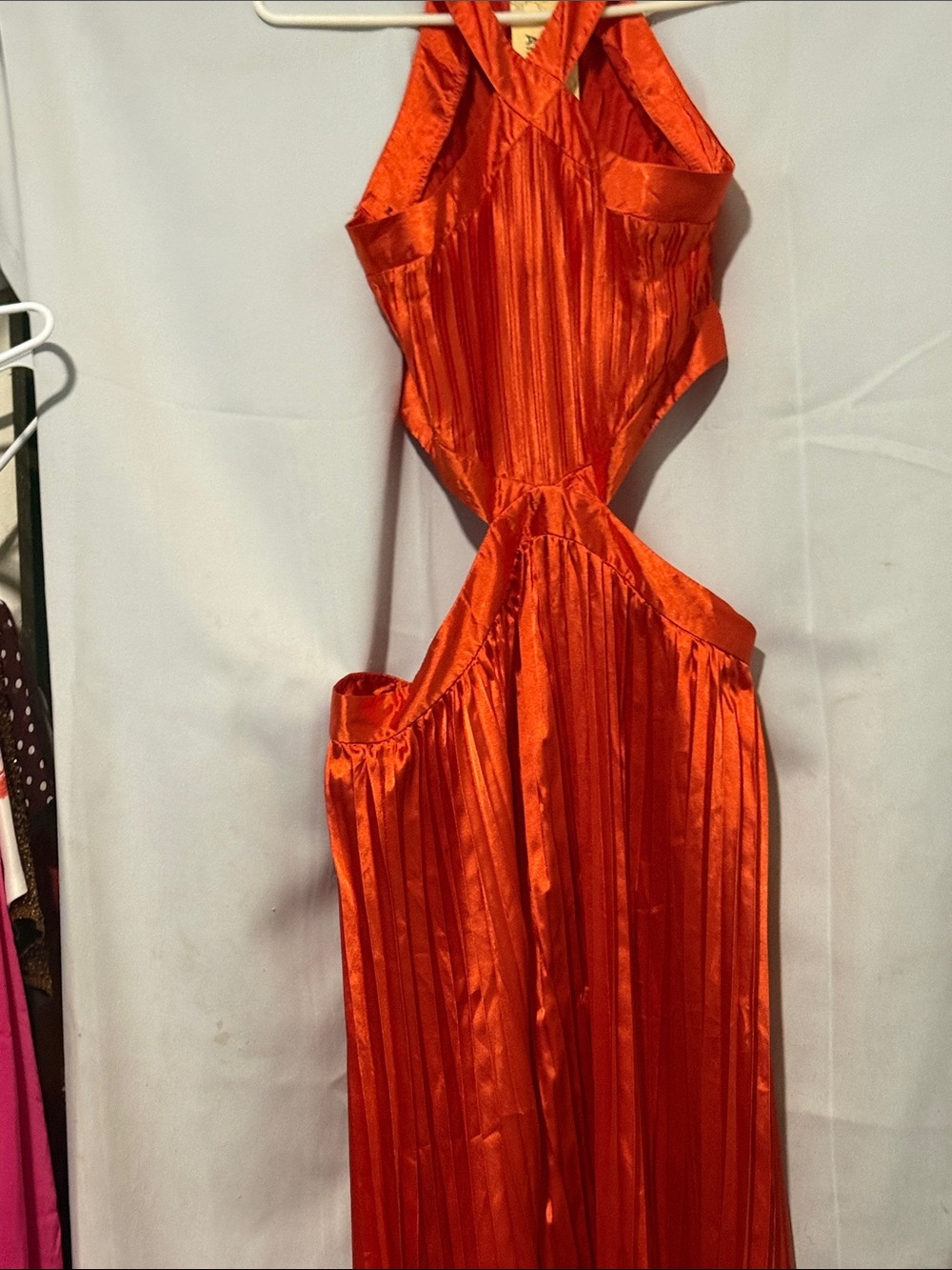 Amanda Uprichard Vibrant Orange Backless Cutout Maxi
